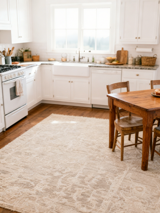 Gabriella Grey and Ivory Distressed Floral Rug