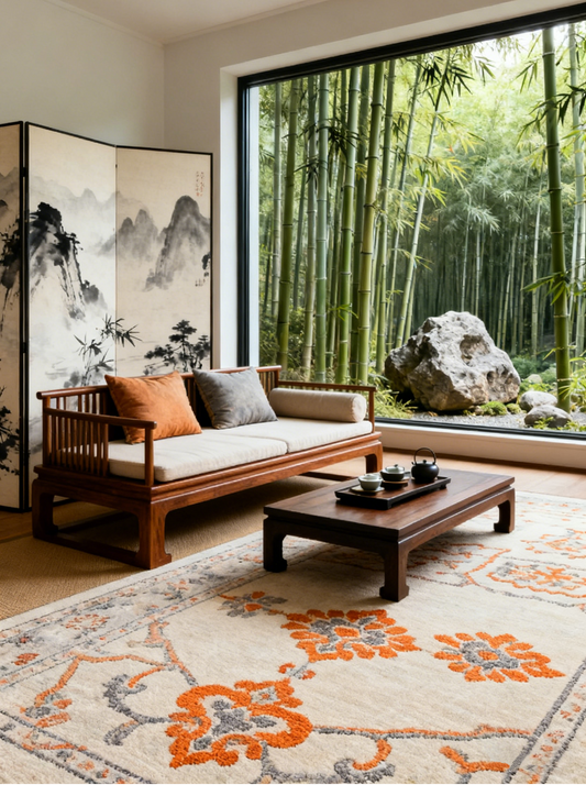 Livvie Blue and Orange Multi-Colour Distressed Rug