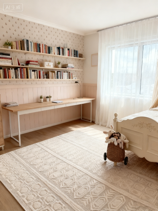 Delphine Ivory and Beige Tribal Transitional Rug