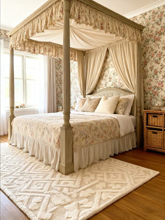 Josephine Ivory and Cream Tribal Transitional Rug