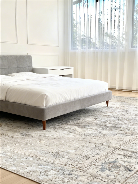 Mira Grey Tan And Blue Lustrous Traditional Rug