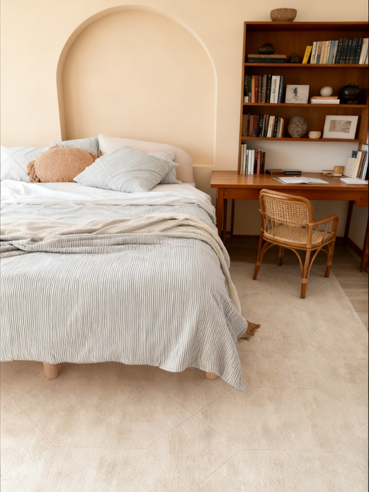 Parker Beige and Ivory Geometric Viscose Rug